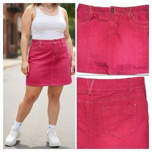 90s Mini Skirt‎ Skort Womens 10 Red Exposed Stitch Cotton Mid-Low Rise Y2K